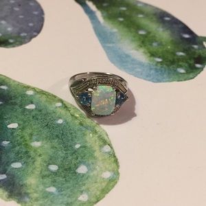opal blue topaz sterling ring size 6